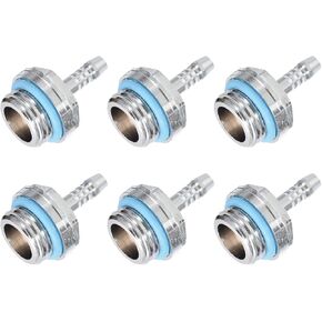 MECCANIXITY Hose Barb Fittings G1/4 x 4mm Thread Male Brass Pipe Fitting Adapter for Water Cooling System Pack of 6