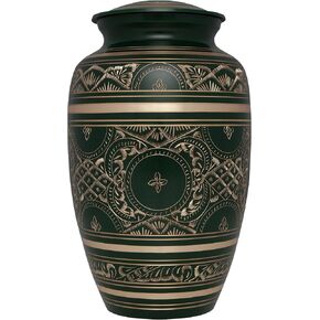 Irish Green Funeral Urn by Liliane Memorials - Cremation Urn for Human Ashes - Hand Made in Brass - Suitable for Cemetery Burial or Niche - Large Size fits remains of Adults up to 200 lbs - Cassis