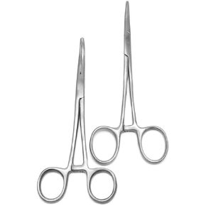 6.25" Straight & Curved Hemostat Forceps Set - Locking Tweezer Clamps - Ideal Hemostats for Nurses, Fishing Forceps, Crafts and Hobby