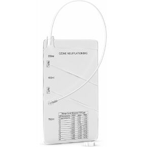 3-Chambered Ozone Insufflation Bag w/Customizable Volume (200/400/750 mL) - Compatible with Ozone Generator, Silicone Catheter, or Female Luer Lock - Medical Bag for Oxygen Therapy (Single)