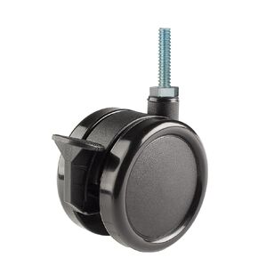 TWUN-75U-T03-BK-B 3" Diameter Nylon Wheel Unhooded Brake Caster, 1/4-20" Diameter x 1" Length Threaded Stem, 132 lb Capacity Range,Black