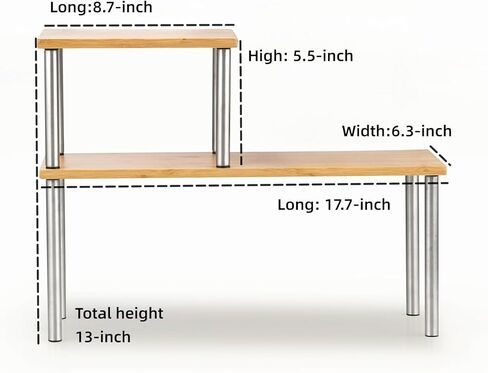 Cook N Home 02649 Corner Storage Shelf Organizer, Triangle, 2 Tier, Bamboo in Kuwait