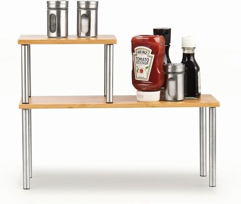 Cook N Home 02649 Corner Storage Shelf Organizer, Triangle, 2 Tier, Bamboo in Kuwait