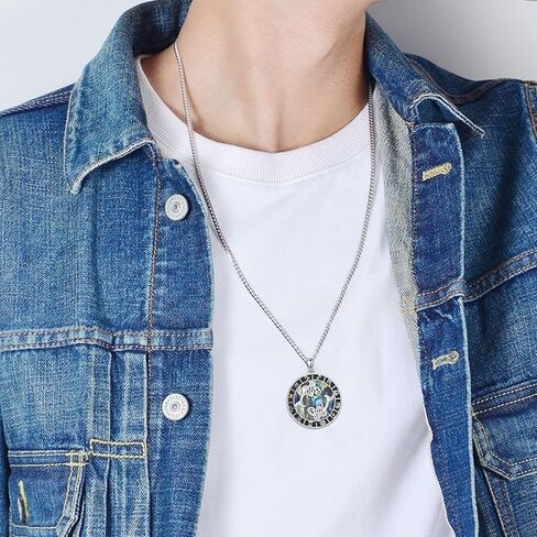 12 Constellation Necklace Zodiac Coin Pendant Necklace Round Abalone Shell 12 Constellation Jewelry Birthday Gift for Women Men in Saudi Arabia