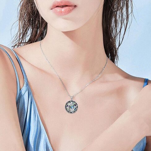 12 Constellation Necklace Zodiac Coin Pendant Necklace Round Abalone Shell 12 Constellation Jewelry Birthday Gift for Women Men in Saudi Arabia