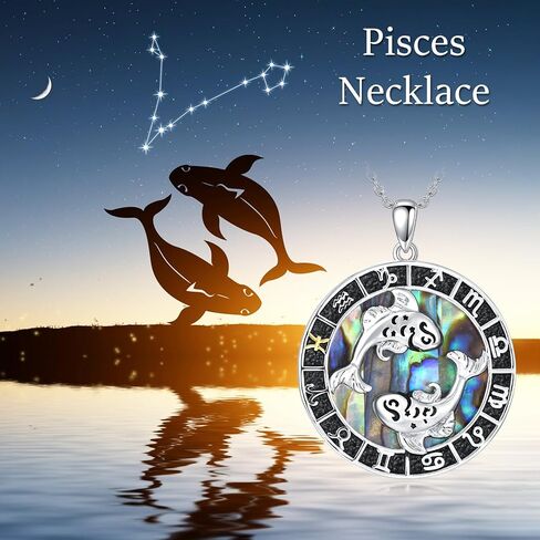 12 Constellation Necklace Zodiac Coin Pendant Necklace Round Abalone Shell 12 Constellation Jewelry Birthday Gift for Women Men in Saudi Arabia