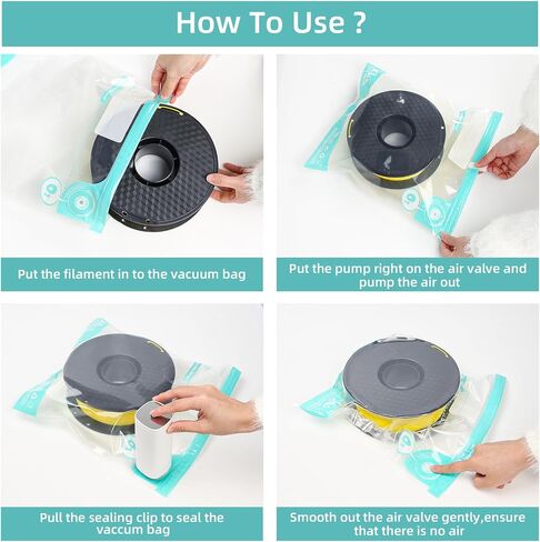 3D Printer Filament Storage Bags Vacuum Kit, Thicken 10Pcs Filament Vacuum Bags with Automatic Pump/Clips, Filament Bags Storage Spool Sealing for Keeping Filament Dry in Saudi Arabia