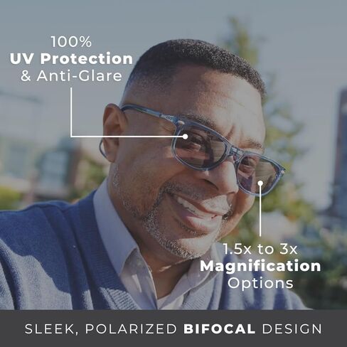 نظارات شمسية كليك مغناطيسية ثنائية البؤرة، عدسات مستقطبة، حماية 100% من الأشعة فوق البنفسجية فئة A وB، هيكل قابل للتعديل، عتيق (S- M) in Kuwait