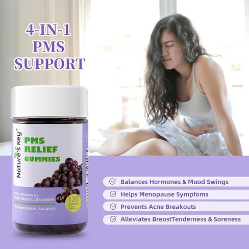 Nature's Key PMS Relief Gummies, Hormone Support for Women-with VB6 Chasteberry, Dong Quai, Dandelion Root Extract (120 Count, Pack of 1) in Kuwait