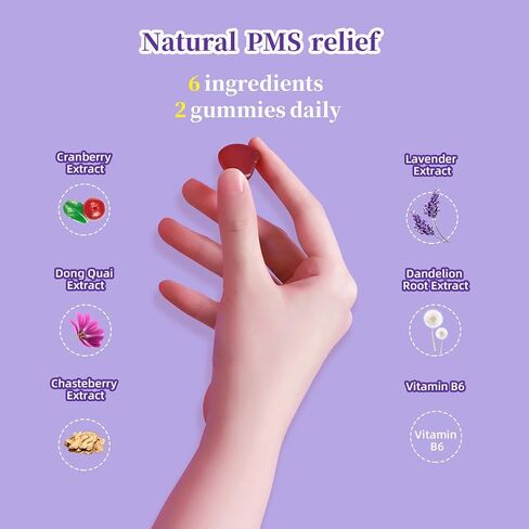 Nature's Key PMS Relief Gummies, Hormone Support for Women-with VB6 Chasteberry, Dong Quai, Dandelion Root Extract (120 Count, Pack of 1) in Kuwait