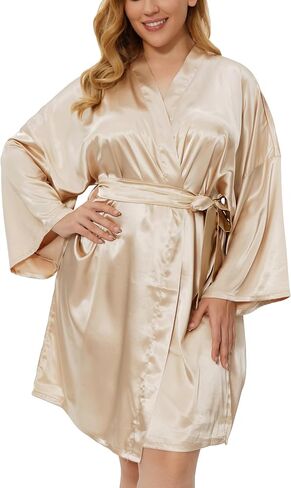 PENGEE Women's Plus Size Short Satin Kimono Robes Silky Bathrobes Sleepwear Wedding Party Dressing Gown in Saudi Arabia