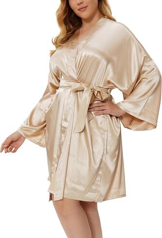 PENGEE Women's Plus Size Short Satin Kimono Robes Silky Bathrobes Sleepwear Wedding Party Dressing Gown in Saudi Arabia