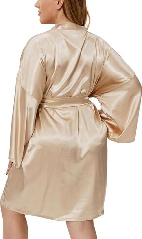 PENGEE Women's Plus Size Short Satin Kimono Robes Silky Bathrobes Sleepwear Wedding Party Dressing Gown in Saudi Arabia