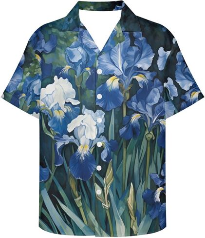 GLUDEAR Men's Japanese The Great Wave Off Kanagawa Katsushika Hokusai Art 3D Print Casual Button Down Shirt in Kuwait