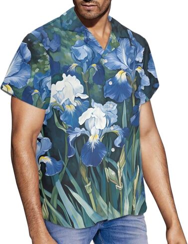 GLUDEAR Men's Japanese The Great Wave Off Kanagawa Katsushika Hokusai Art 3D Print Casual Button Down Shirt in Kuwait