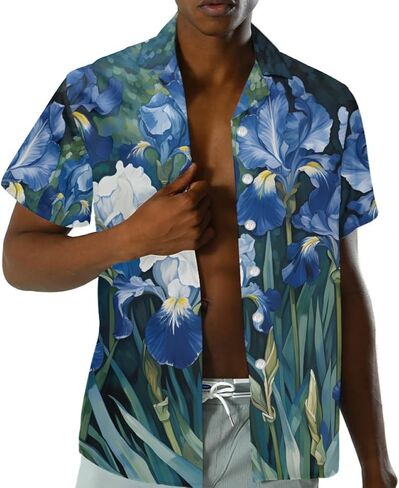 GLUDEAR Men's Japanese The Great Wave Off Kanagawa Katsushika Hokusai Art 3D Print Casual Button Down Shirt in Kuwait