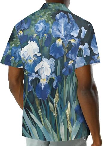 GLUDEAR Men's Japanese The Great Wave Off Kanagawa Katsushika Hokusai Art 3D Print Casual Button Down Shirt in Kuwait