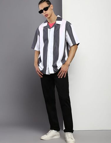 Calvin Klein Men's Stripe Easy Camp Shirt in Saudi Arabia