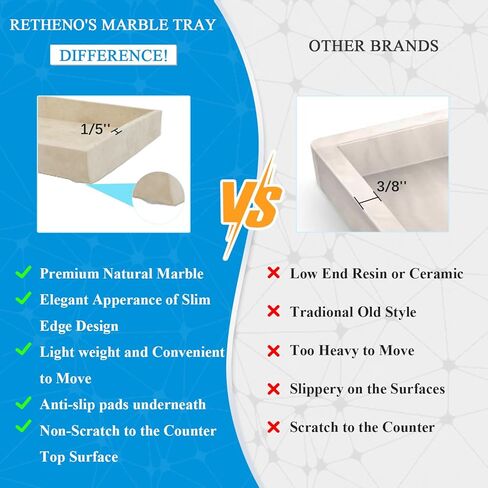 صينية ديكور من الحجر الجيري، صينية تقديم مقاس 12 × 7 بوصة، صينية تخزين رخامية، منظم للطاولة لطاولة القهوة in Kuwait