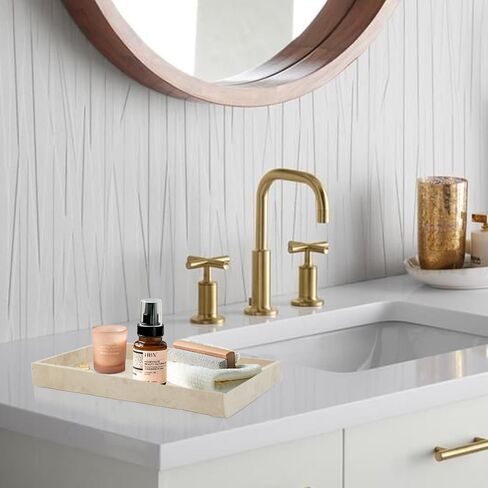 صينية ديكور من الحجر الجيري، صينية تقديم مقاس 12 × 7 بوصة، صينية تخزين رخامية، منظم للطاولة لطاولة القهوة in Kuwait