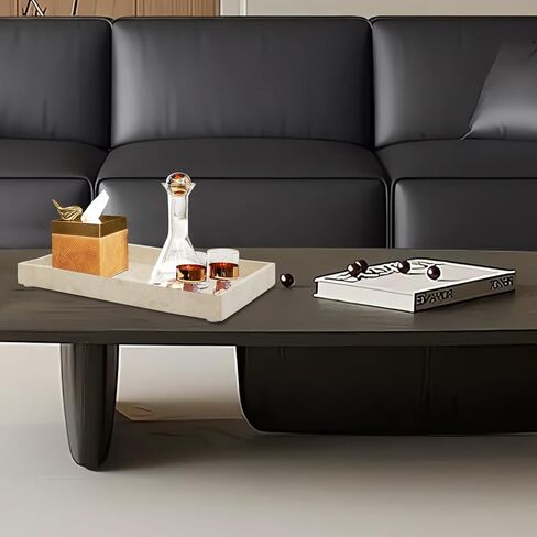 صينية ديكور من الحجر الجيري، صينية تقديم مقاس 12 × 7 بوصة، صينية تخزين رخامية، منظم للطاولة لطاولة القهوة in Kuwait