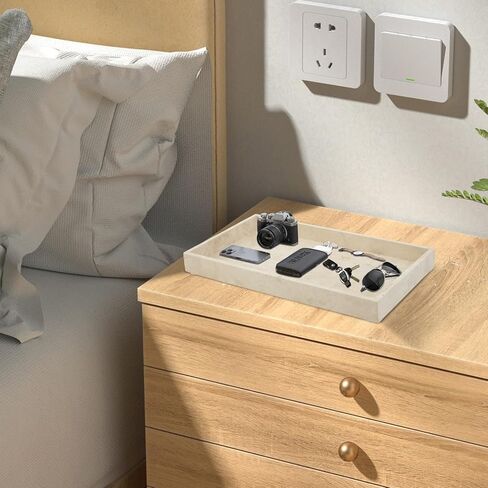 صينية ديكور من الحجر الجيري، صينية تقديم مقاس 12 × 7 بوصة، صينية تخزين رخامية، منظم للطاولة لطاولة القهوة in Kuwait