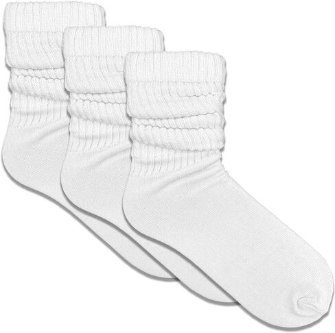 Women's Lightweight Cotton Scrunchy Slouch Socks - 3 Pairs in Kuwait