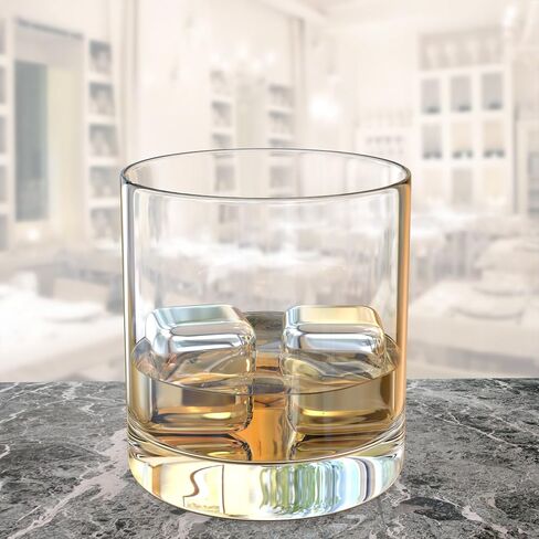 Whiskey Stones Stainless Steel Ice Cubes - Urban Choice Products Reusable Whisky Chilling Rocks Metal Ice - Set of 8 with Tongs and Freezer Storage Tray for Beer Wine Cooler in Saudi Arabia