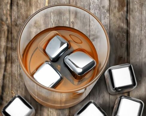 Whiskey Stones Stainless Steel Ice Cubes - Urban Choice Products Reusable Whisky Chilling Rocks Metal Ice - Set of 8 with Tongs and Freezer Storage Tray for Beer Wine Cooler in Saudi Arabia