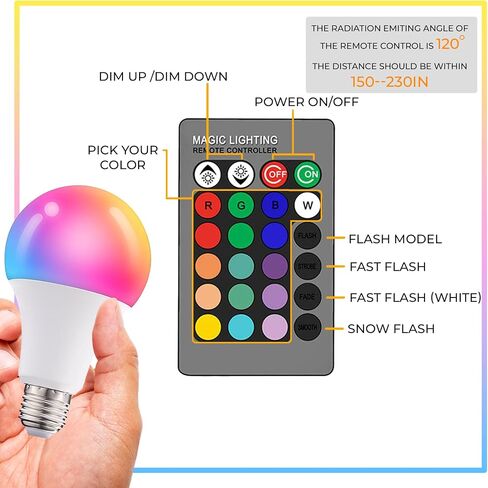 Dimmable E26 Warm LED Light Bulb, 6W RGBW Color 500LM with 16 Color Changing Modes for Christmas, Party etc with Remote Control 2 Pack in Saudi Arabia