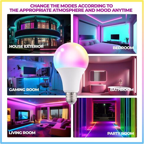 Dimmable E26 Warm LED Light Bulb, 6W RGBW Color 500LM with 16 Color Changing Modes for Christmas, Party etc with Remote Control 2 Pack in Saudi Arabia