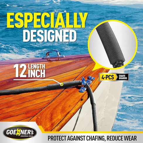 حبل قارب من خطوط الرصيف مقاس 5/8 بوصة × 35 بوصة (عبوتان) - حبل رسو بحري مجدول مزدوج مع فتحة مقسمة مقاس 12 بوصة، تمدد منخفض وامتصاص عالي للصدمات، خطوط رصيف القوارب للقوارب وأوعية المياه in Kuwait