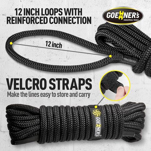 حبل قارب من خطوط الرصيف مقاس 5/8 بوصة × 35 بوصة (عبوتان) - حبل رسو بحري مجدول مزدوج مع فتحة مقسمة مقاس 12 بوصة، تمدد منخفض وامتصاص عالي للصدمات، خطوط رصيف القوارب للقوارب وأوعية المياه in Kuwait