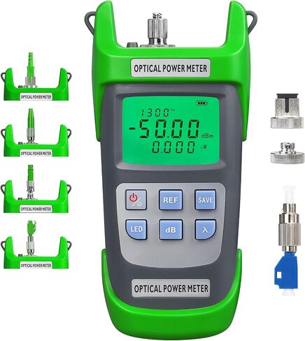 مقياس طاقة الألياف الضوئية A-G510A باللون الأخضر -50~+26 ديسيبل OPM 2 في 1 وظيفة مع إضاءة LED جهاز اختبار الألياف الضوئية مع واجهة SC/FC/ST ومحول FC-LC 10 أطوال موجية in Kuwait