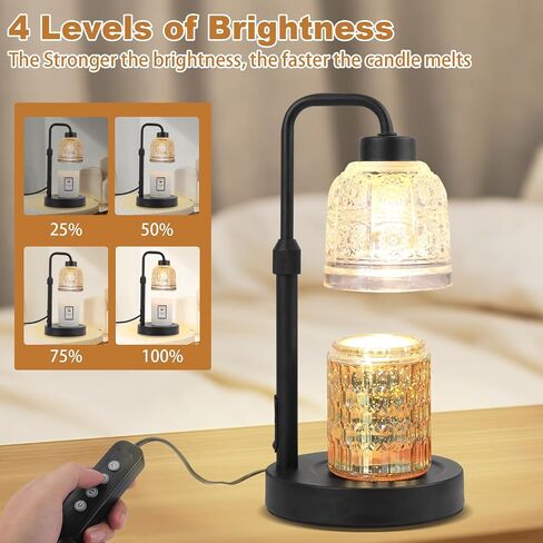 AIFEI Candle Warmer Lamp, Electric Candle Lamp with Timer & Dimmer Adjustable Height Candle Lamp Wamrer with 2 Bulbs, Present for Mom Mother's Day Christmas Valentine's Day Home Decor - Dark in Saudi Arabia