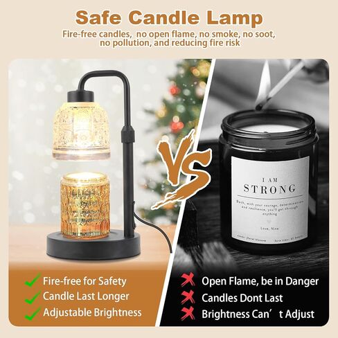 AIFEI Candle Warmer Lamp, Electric Candle Lamp with Timer & Dimmer Adjustable Height Candle Lamp Wamrer with 2 Bulbs, Present for Mom Mother's Day Christmas Valentine's Day Home Decor - Dark in Saudi Arabia