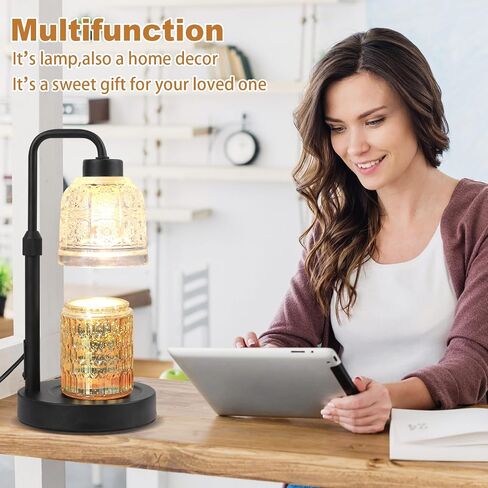 AIFEI Candle Warmer Lamp, Electric Candle Lamp with Timer & Dimmer Adjustable Height Candle Lamp Wamrer with 2 Bulbs, Present for Mom Mother's Day Christmas Valentine's Day Home Decor - Dark in Saudi Arabia