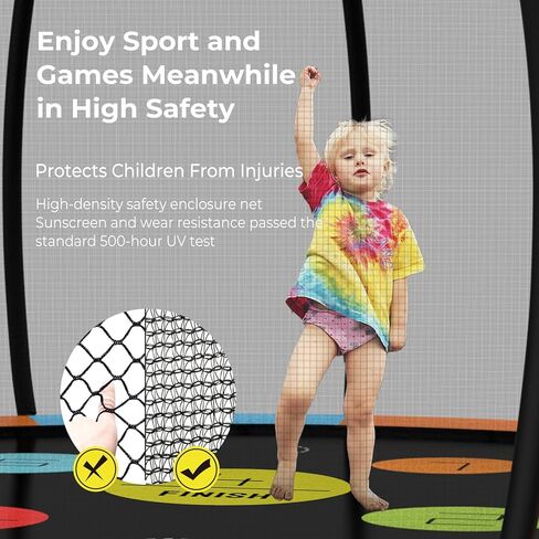 16FT Colorful Trampoline for Kids, Outdoor Recreational Trampolines with Basketball Hoop & Enclosure Net, Curved Poles & Storage Bag, Pumpkin Trampoline Capacity for 6-8 in Kuwait