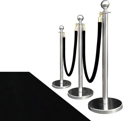 4 قطع حبل مخملي أسود، حبل مخملي بطول 6.5 قدم/2 متر مع خطافات من الفولاذ المقاوم للصدأ، حاجز حبل سميك للتحكم في الحشود بسمك 1.25 بوصة للحفلات والمتاحف وحفلات الزفاف in Kuwait