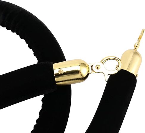 4 قطع حبل مخملي أسود، حبل مخملي بطول 6.5 قدم/2 متر مع خطافات من الفولاذ المقاوم للصدأ، حاجز حبل سميك للتحكم في الحشود بسمك 1.25 بوصة للحفلات والمتاحف وحفلات الزفاف in Kuwait