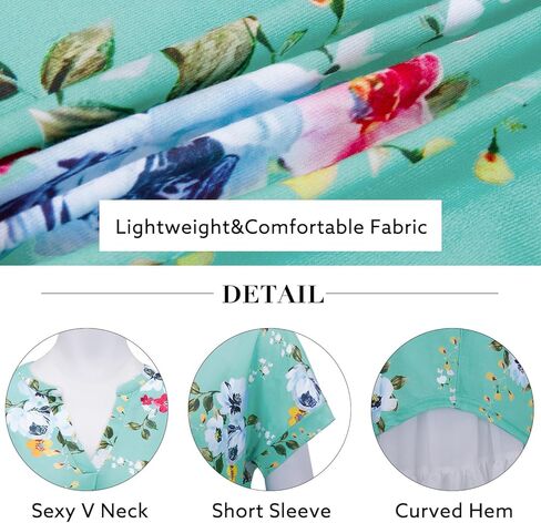 بلوزات نسائية صيفية بمقاسات كبيرة من Bulotus ورقبة على شكل V وأكمام قصيرة كاجوال وفضفاضة مقاس L-4XL in Kuwait