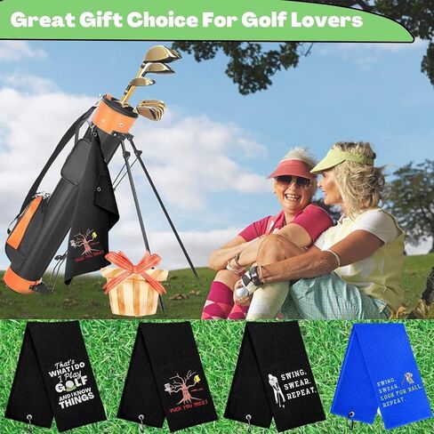 Golf Towels, Embroidered Funny Golf Towel - Golf Gifts for Men or Women, Golf Accessories for Men or Women, That's What I Do I Play Golf and I Know Things, Black in Saudi Arabia