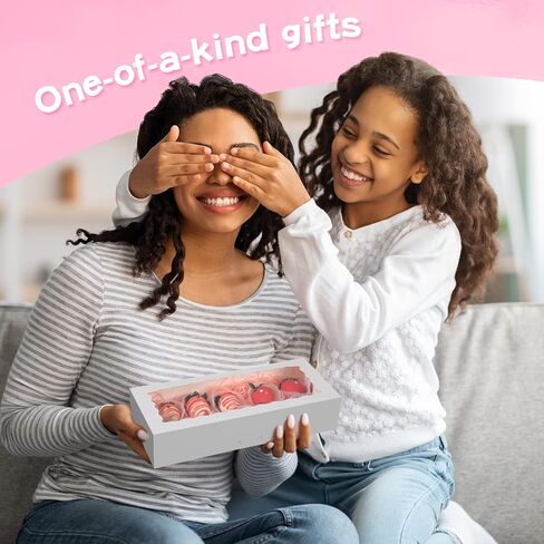 100 قطعة من علب البسكويت من زوبيل مع نافذة مقاس 12.5 سم × 5.5 سم × 2.5 سم، صناديق حلوى من الورق الأبيض لحلويات الفراولة والمعجنات وصناديق خبز البسكويت الصغيرة لعيد الأم in Kuwait