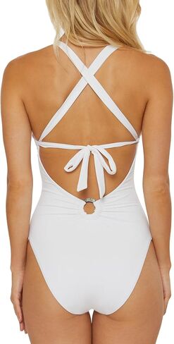 Women's Plunge Halter Maillot One Piece Swimsuit, Adjustable, Tie Back, Bathing Suits in Saudi Arabia