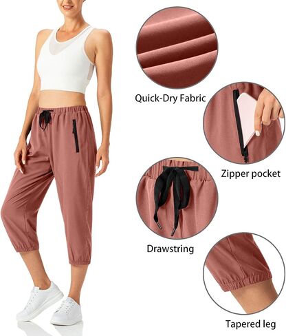 Butrends Women's Sweatpants Capri Pant Cropped Outdoor Workout Running Pants Zipper in Saudi Arabia
