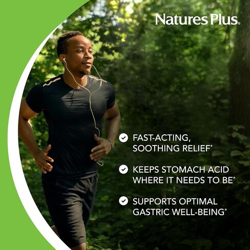 Natures Plus GI Natural Reflux Ease، الفانيليا - 60 قرصًا قابلاً للمضغ - دعم الجهاز الهضمي سريع المفعول - نباتي، خالي من الغلوتين - 60 وجبة in Saudi Arabia