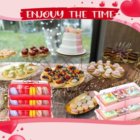 Layhit 100 Sets Charcuterie Boxes with Clear Lids and Rope Mothers Day Rectangle Cookie Boxes Pink Red Disposable Dessert Boxes Containers for Wedding Anniversary Party Favor Cookie Cake Sandwich in Saudi Arabia