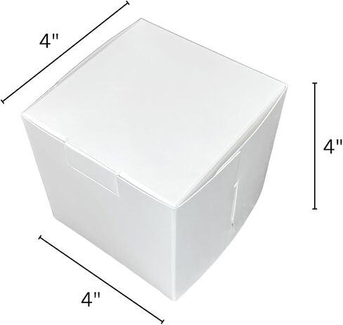 صناديق كب كيك فردية 10 قطع، 4 × 4 × 4 صناديق مخبز بيضاء - بدون نافذة، رائعة للهدايا، قابلة للتكديس - إدراج صينية للكب كيك الذواقة القياسية والضخمة in Kuwait