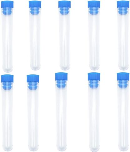 10Pcs 7x100mm Test Tubes with Blue Caps Clear Plastic Test Tubes Set for Halloween, Christamas, Scientific Themed Kids Birthday Party Supplies, Daily Storage Home Storage Box Sealed Bottle in Saudi Arabia
