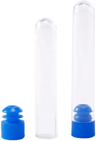10Pcs 7x100mm Test Tubes with Blue Caps Clear Plastic Test Tubes Set for Halloween, Christamas, Scientific Themed Kids Birthday Party Supplies, Daily Storage Home Storage Box Sealed Bottle in Saudi Arabia